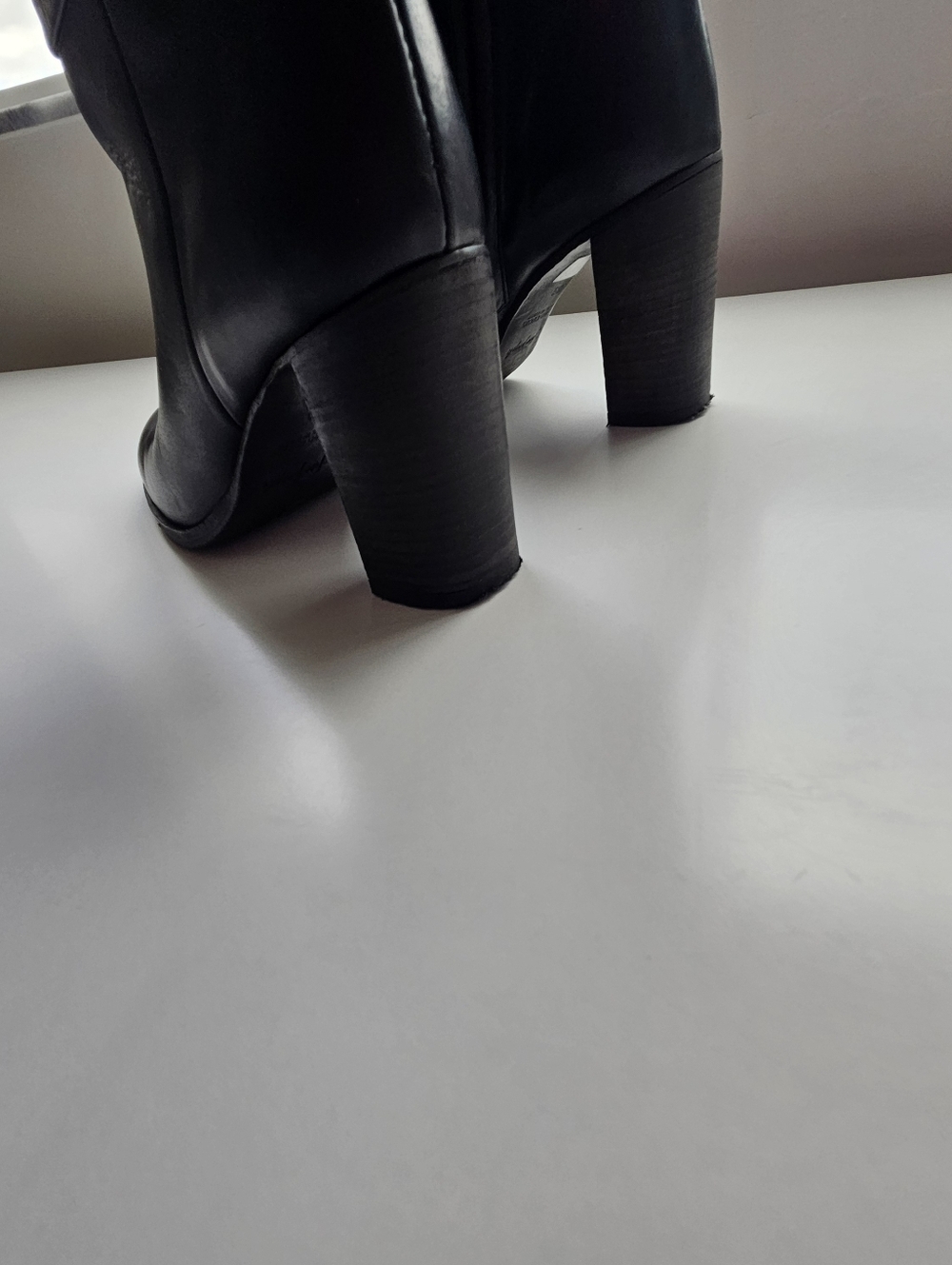 Free People Dakota Black Leather Wood Chunky Heeled Over Knee Boots - Picture 12 of 14